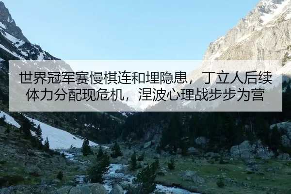 世界冠军赛慢棋连和埋隐患，丁立人后续体力分配现危机，涅波心理战步步为营